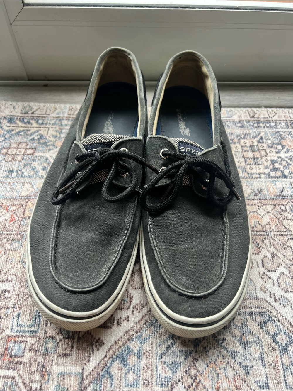 Sperry Men’s Black Canvas Lace-Up Boat Shoes